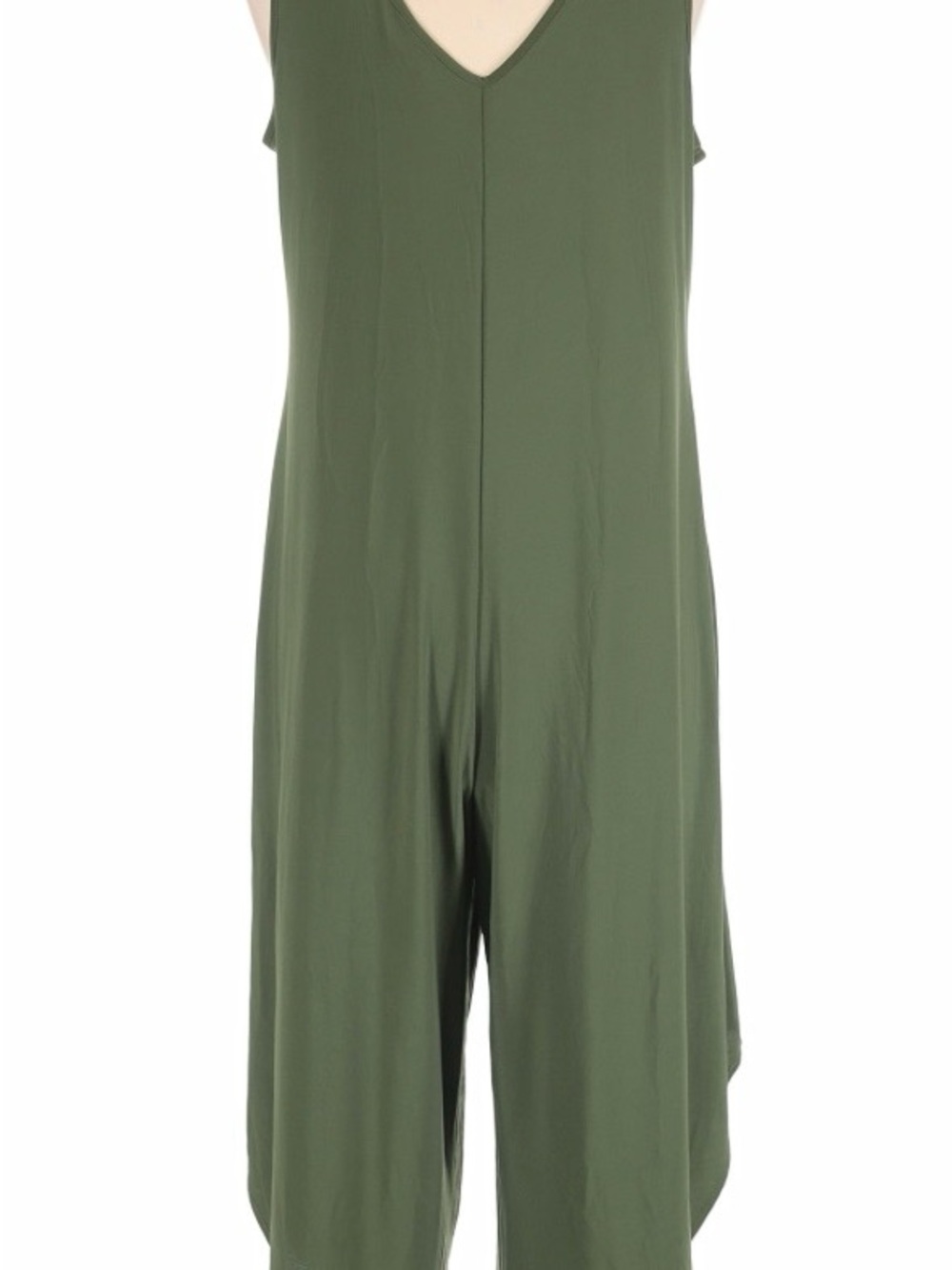 Nicole Miller Olive Green Sleeveless V-Neck Jumpsuit